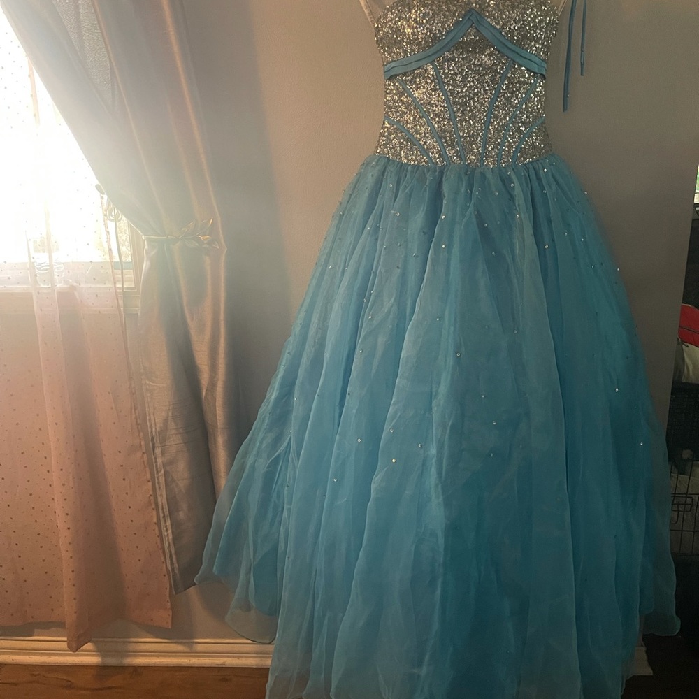 Size 12 Cinderella blue dress with sliver sparkle.